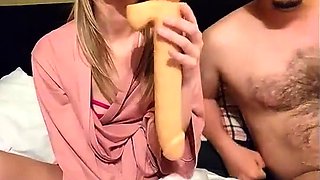 Blonde amateur gives webcam show with toys