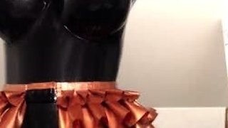 Latex slut solo anal masturbation