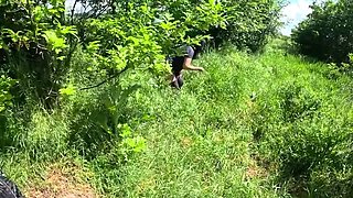 MILF Gives Hot Outdoor Blowjob in Forest - Deep Throat & Cum Play