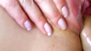 Slutty blonde mom oiled and fucked