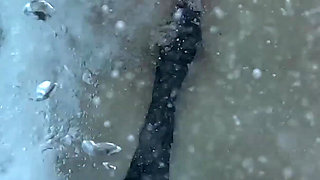 Flashing My Pussy in Front of a Student in Public Swimming Pool and Helps Me Masturbate - It's Very Risky with People Near