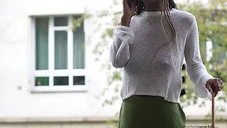 Michel Chloe Braless See Through Outfit Public Flashing German Outdoor HD