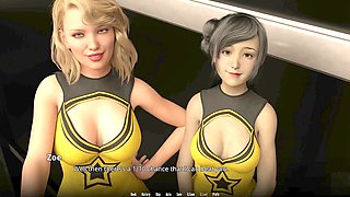 Busty babe ready to play in a visual novel adventure