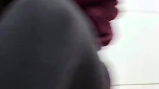 Busty curly brunette with big boobs fucks on couch