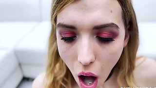 Cum whore quenches her thirst by swallowing multiple loads