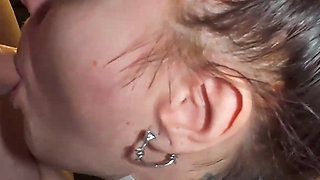 Goth Girlfriend Gives Deepthroat Blowjob and Gets Facial