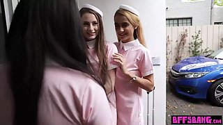 Stunning teen stewardesses fucked their lucky frined