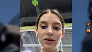 AngelAri play pussy in a nude bra in gym pt1