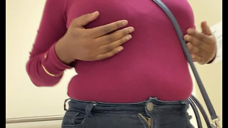 Public Men's Bathroom Urinal Solo Female Masturbation