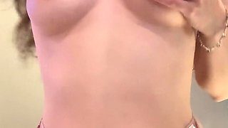 Glamour babe with big boobs masturbates in lingerie