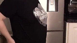 Sexy Stripping Leggings Top Bra and Knickers in the Kitchen