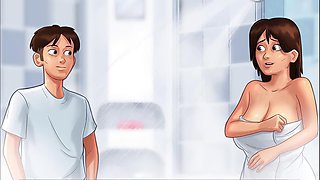 Step mom with huge tits gets nailed in the bathroom while gaming