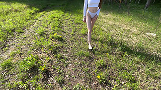 Risky Sex with a Beauty. Fucked in the Woods by the Car and Cum on the Ass