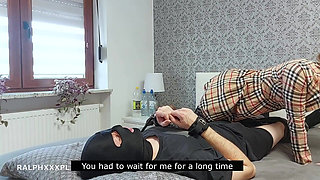 Cheating Wife Came After Date, Cuckold Swallows Cum Out of Condom and Eat Own Cum for Dessert