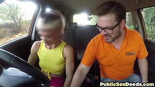 Nasty MILF learner doggydrilled in car
