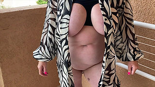 Mrs Mature Feet Posing on the Balcony