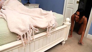 Pale blonde and tanned brunette lesbians toying and licking