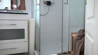 Horny Turkish Mom Masturbating While Watching Her Stepson Shower His Big Cock