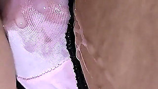 Almost Caught While Stranger Cums Inside Wife's Panties in Mall Toilet