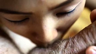 Aroused eastern brunette first timer enjoys oral action