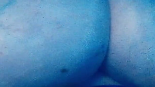 Sheer Blue Bra & Panty Set Try on BBW Sam38g