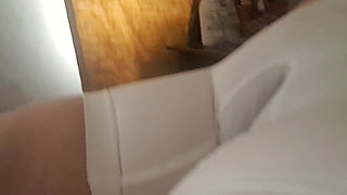 The Line of the MILF's Vagina Is Marked in Her Panties