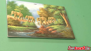 Guys Give Thick Blonde a Cum Bath