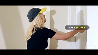 Watch Valy Secret seduce and fuck a delivery girl with her natural big tits