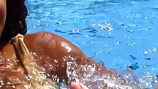 Insane Outdoor Jacuzzi Threesome with Hot Ebony and Hot Latina Bella Diosa and Kiki Minaj