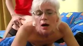 Blonde mature woman with empty floppy saggy tits gets fucked hard