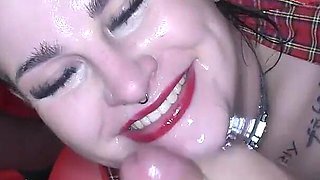 'Luna the slut' lives up to her name as she goes cock mad in a bukkake