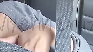 Risky Public Masturbation Inside the Taxi Non-tinted