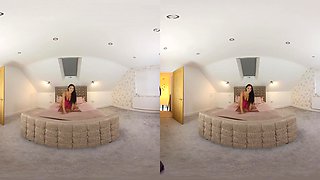 Roxy M, Bedroom Tease; Mature Brunette Natural Tits Curvy Fit Pierced Nipples Shaved Pussy Solo Striptease