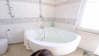 Petite Doll Hole Sucks & Fucks My Dick in the Shower