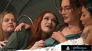 GIRLSWAY - Spooked Scarlet Skies  Pals Vanessa Sky, Coco Lovelock Hang With Stepmom Siri Dahl