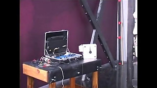 Hot e stim session with a shy sub