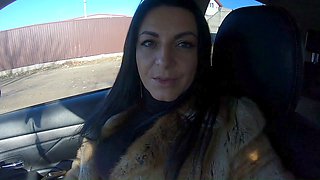 Cheating wife Milfycalla goes shopping with her husband's buddy and gives him outdoor oral pleasure