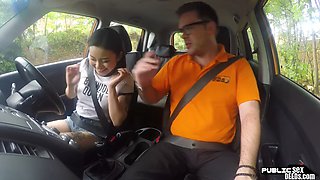 FAKEHUB Asian babe driving pussy gets nailed by instructor after blowjob