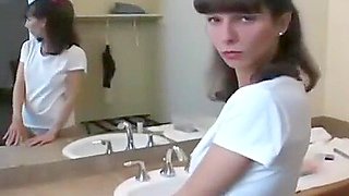 Small titted sister fucked by brother mad when condom breaks
