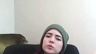Lovely Amateur teen brunette masturbating outdoor