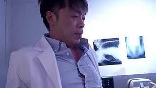 Hot japanese brunette babe fucked in threesome