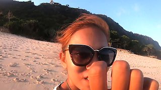 Big ass Thai amateur GF beach visit and homemade sex tape