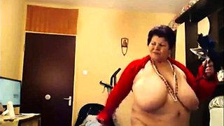 Big-Titted BBW Granny Dances on Webcam