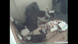 Office Rubbing and Fingering Pussy while on work