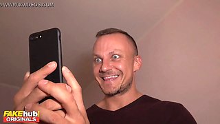 Fakehub - indian desi hot wife cougar filmed by cuckold husband taking cheating married mans thick boner in her wet furry sumptuous chocolate-colored vagina and riding, deepthroat, doggie-style, missionary to ejaculation and facial from handjob