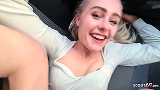 German Blonde Hitchhiker Teen seduce to Fuck in Car by Stranger