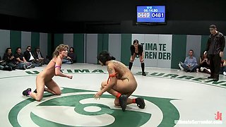 RD2: Girls helpless in wrestling holds, getting double teamed.Finger fucked & beaten on the mat.