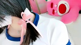 Glamour babe with big boobs masturbates in lingerie