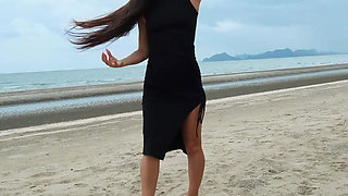 Sexy Tight Black Dress and Beauty Chill