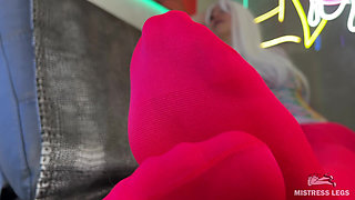 Wiggling My Toes for You in Red Tights and Dirty White Socks